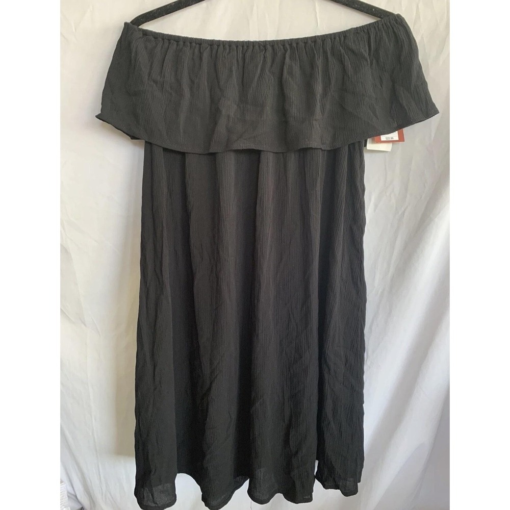 Mossimo Supply Co Dress Womens Small‎ Black Off Shoulder Ruffle Rayon Gauze Boho